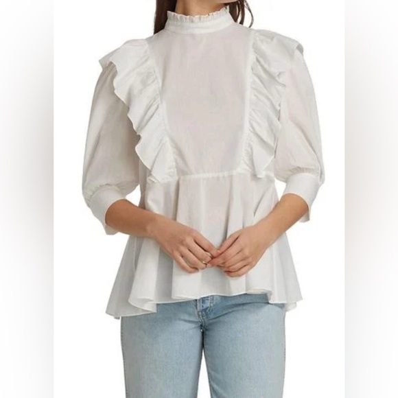 Rhode Sylvie ruffle poplin cotton blouse in lavender lilac NWOT - Picture 4 of 6